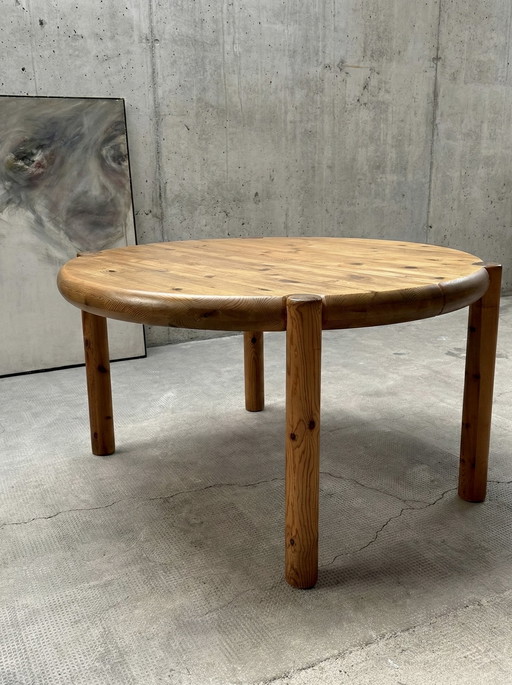 RAINER DAUMILLER FOR HIRTSHALS SAVVAERK DINING TABLE ROUND OVAL SOLID PINE WOOD 129cm - 189cm DENMARK 1970s