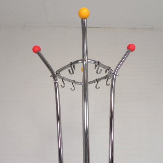 Image 1 of Rare chrome coat rack with colored balls, 1950s