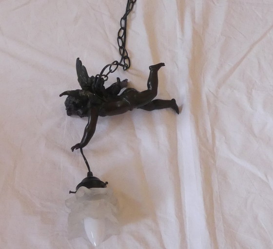 Suspension Putto Ange Métal Moulé Art de France Uk1eb – Cast Iron, Glass, Vintage (photo 10 of 17)