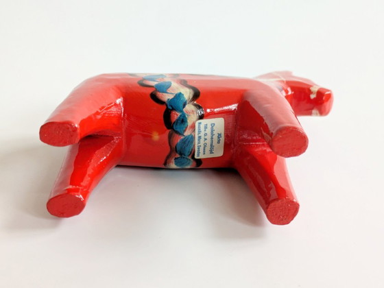 Image 1 of Set van 2 vintage Zweedse Dala-paardjes van hout, handgeschilderd, Scandinavisch decoratief cadeau.