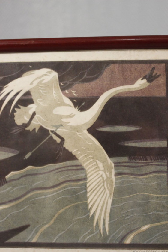 Image 1 of Norbertine Bresslern-Roth (1891-1978) "Der Schwan" 1927 Impression au bloc signé
