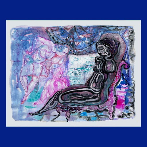 Expressionist and erotic composition by N.Boéri Véfour. France 60's