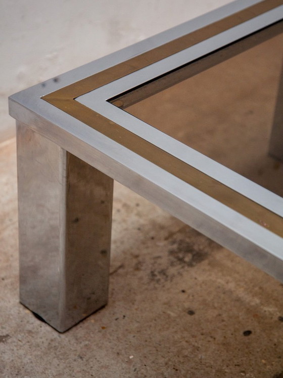 Image 1 of Belgo Chrome 1970s Coffee Table with Glass Top, Vintage design De Wulff