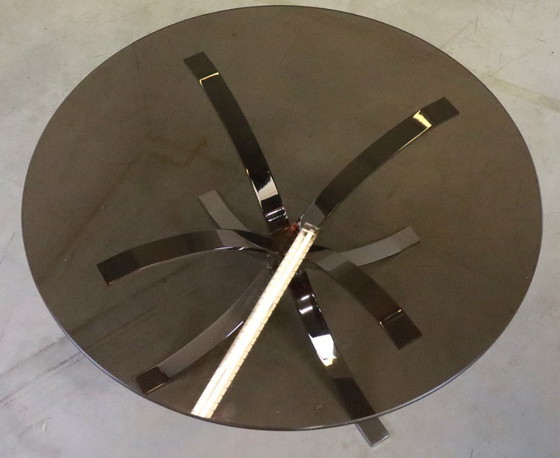 Image 1 of Tavolino vintage cromato con piano in vetro fumé 'Ostrau