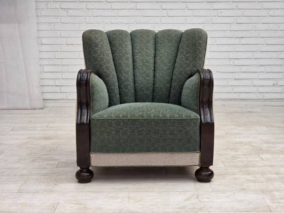 Deense relaxstoel uit de jaren 60, meubelwol, eikenhout – Fauteuils, Wood, Wool (photo 8 of 21)