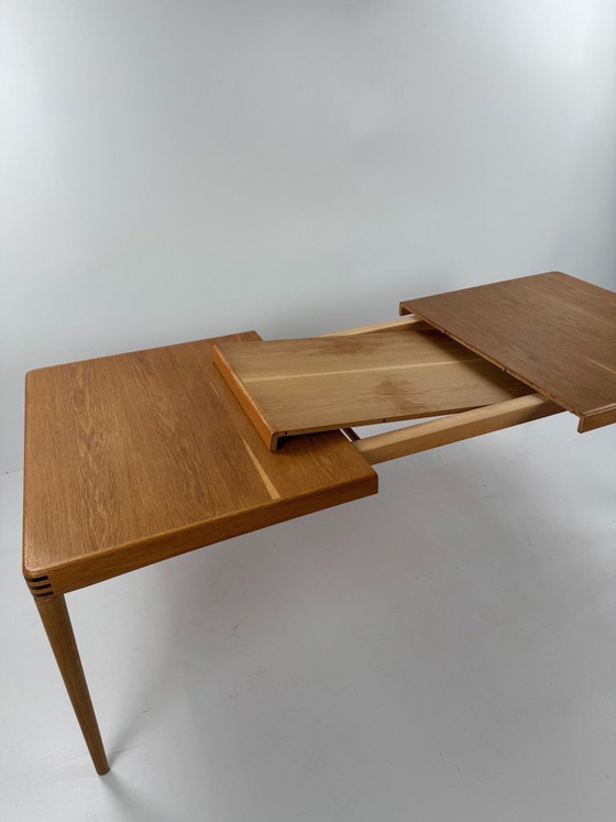 Tavolo da pranzo allungabile in rovere, H.W. Klein, Danimarca, c. anni '60, Bramin, Tavoli da pranzo, Legno (foto 10 di 15)