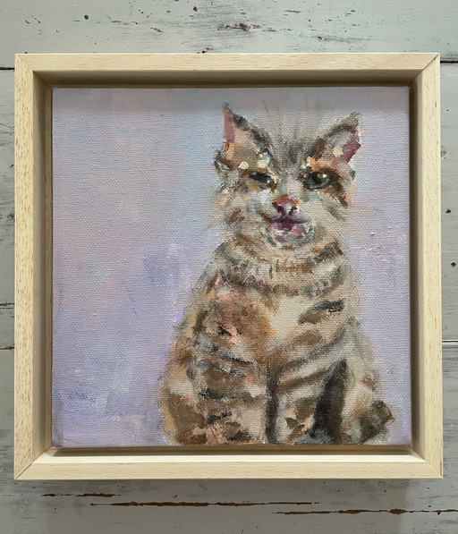 Acrylic cat in a floating frame