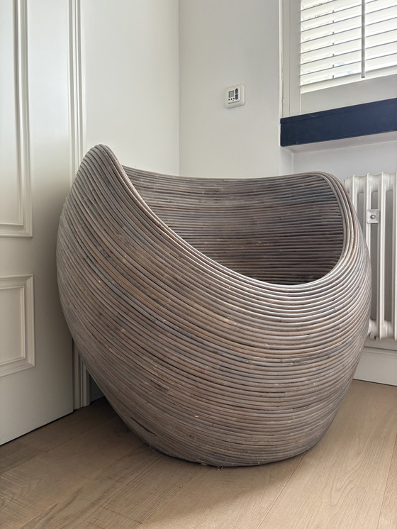 Image 1 of Vintage rotan eistoel / podstoel – stijl van de jaren 60/70