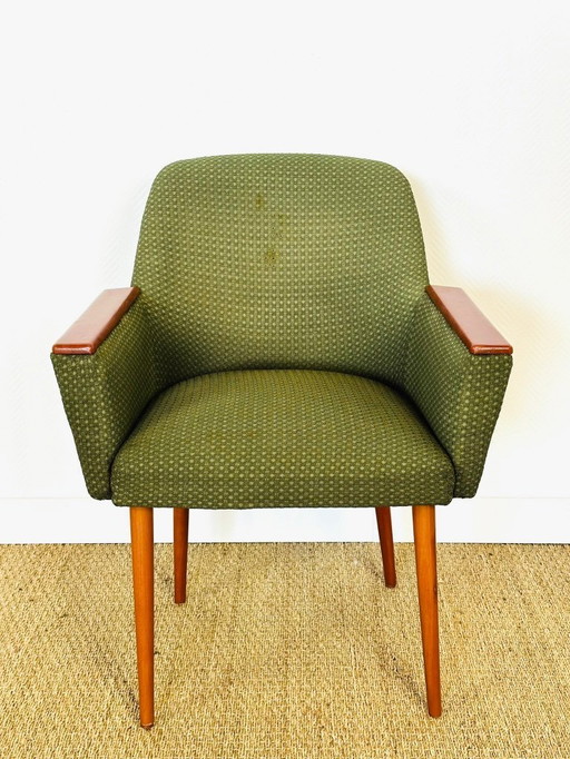 Vintage-Sessel mit grünem Gobelinbezug, 1960