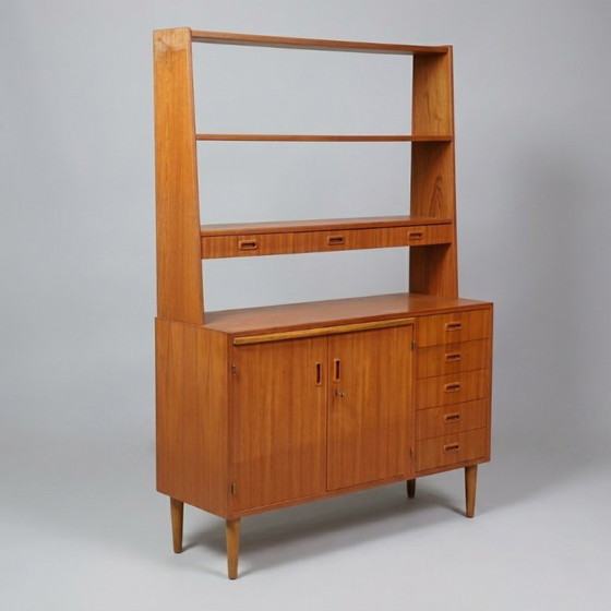 Image 1 of Scrivania-libreria vintage scandinava in teak, anni '60