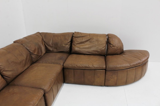 Image 1 of Vintage bruin leren modulaire Sofa  Laauser  XL