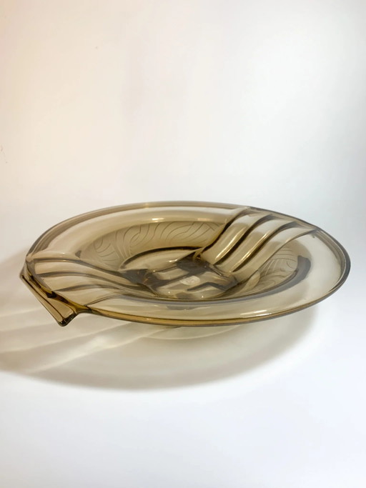 Plat central en verre Art Déco des années 1930