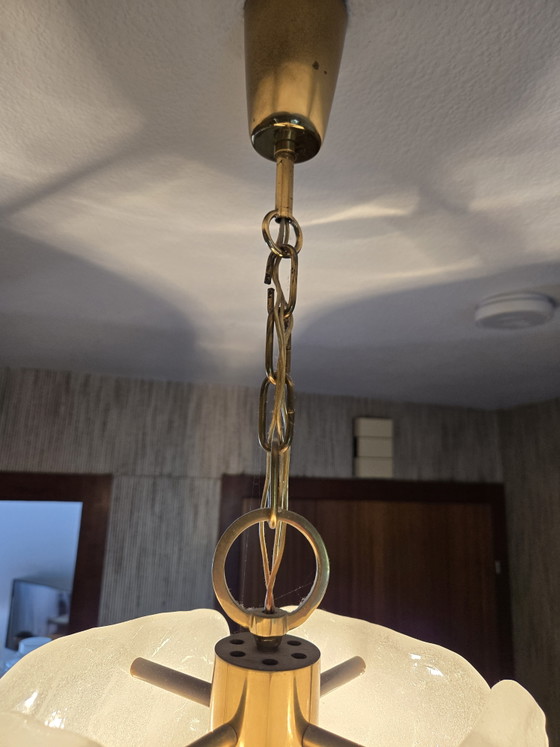 Original J.T. Kalmar 'Tulipan' Ice Glass Pendant Lamp (photo 6 of 6)