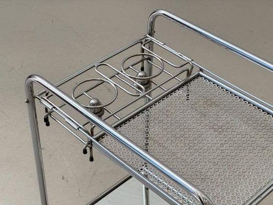 Image 1 of French Art Deco bar trolley with removable oil lamps, 1940s