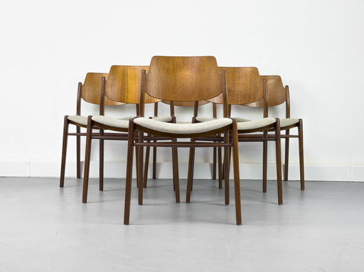 Chaises de salle à manger en teck par Hartmut Lohmeyer pour Wilkhahn, 1960s, Set of 6