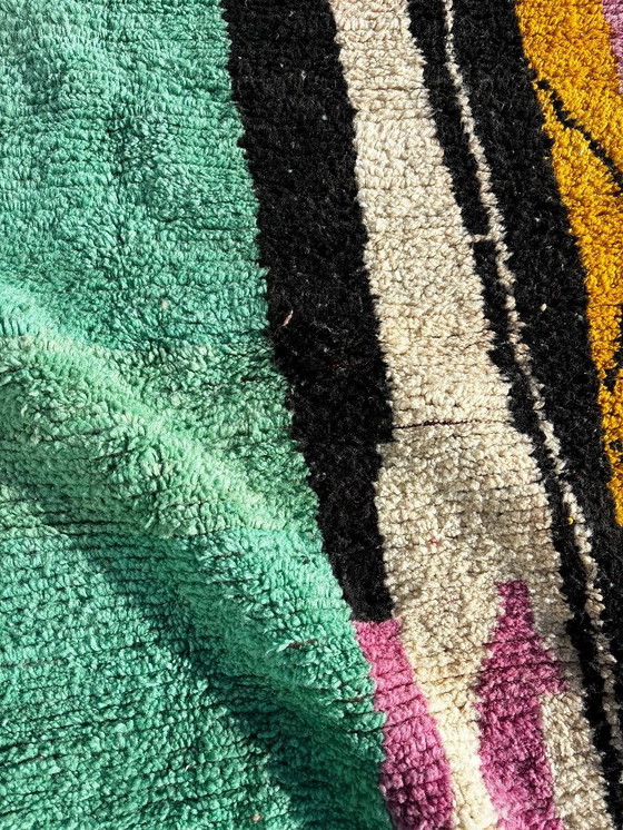 Image 1 of Tapis marocain en laine vert menthe neuf – 210 x 310 cm, style berbère abstrait moderne