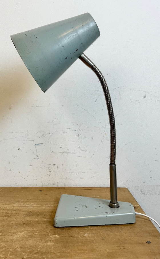 Image 1 of Lampada da tavolo a collo di cigno industriale grigia di Zaos, anni '60