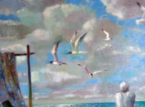 Original Oil Painting Abstract Expressionism Seascape Symbolism Coast – Paintings & Drawings, Canvas (photo 3 of 6)