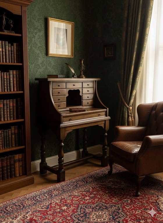 Image 1 of Antica scrivania da notaio / ufficio da ufficio inglese o olandese - Circa 1780-1840