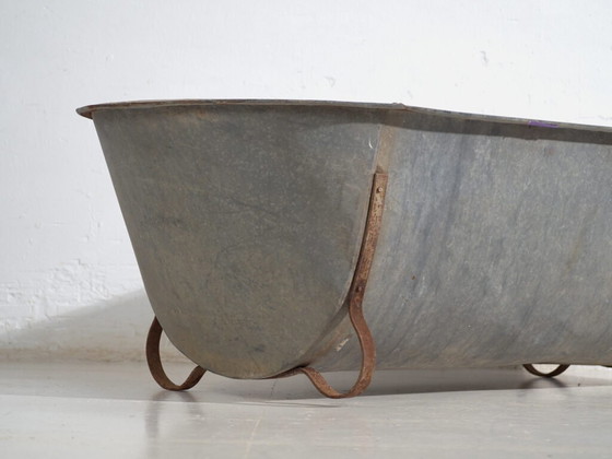 Bañera antigua de zinc galvanizado – Tina industrial europea – circa 1900 #6 – Macetas, Iron, Rustic (photo 10 of 39)