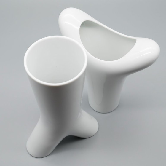 Image 1 of Rosenthal Studio Linie White Glossy Porcelain SPIRIT Vase Duo by Platt & Young