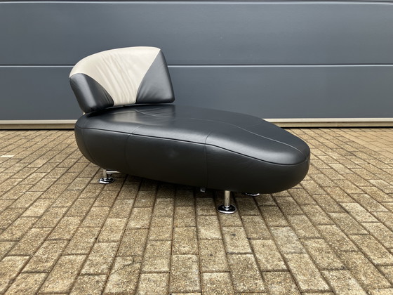Image 1 of Leolux Kikko Chaise longue relax Senso pelle nera ZGAN!!!