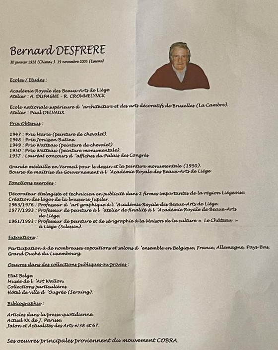 Bernard Desfrere, Cobra Movement Rose, Sérigraphie à l'huile, 1972 – Tirages d'art, Paper, Abstract (photo 15 of 17)