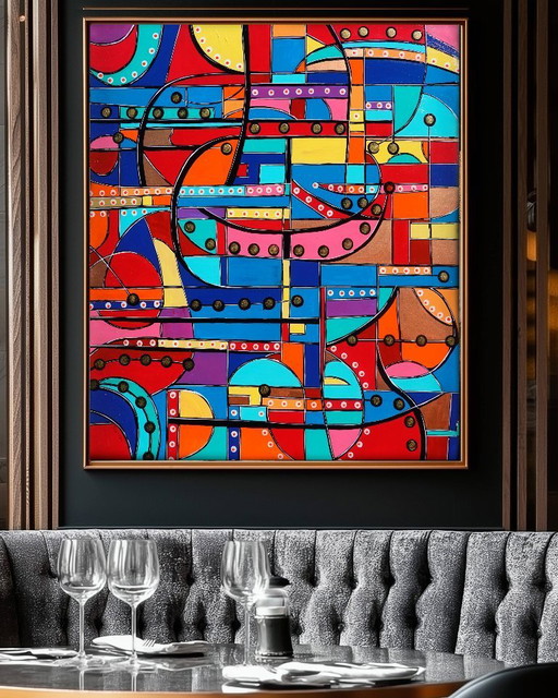 Kubisme A1358 - abstract schilderij XXL