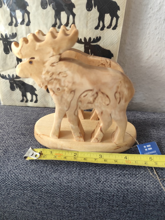 Image 1 of Handmade birchwood napkin holder – moose shape | Finland