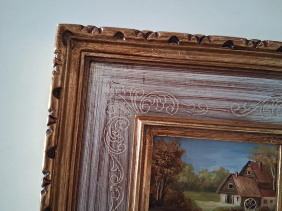 Image 1 of ORIGINAL Ölgemälde auf Karton inkl. Rahmen | Bauernhaus/Landschaft | Signiert