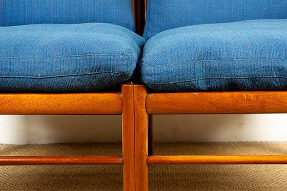 Image 1 of 2-seat Danish sofa in mahogany and cane, model PJ 149/2 OR "Colonial chair" by Ole Wanscher for Poul Jeppesen.