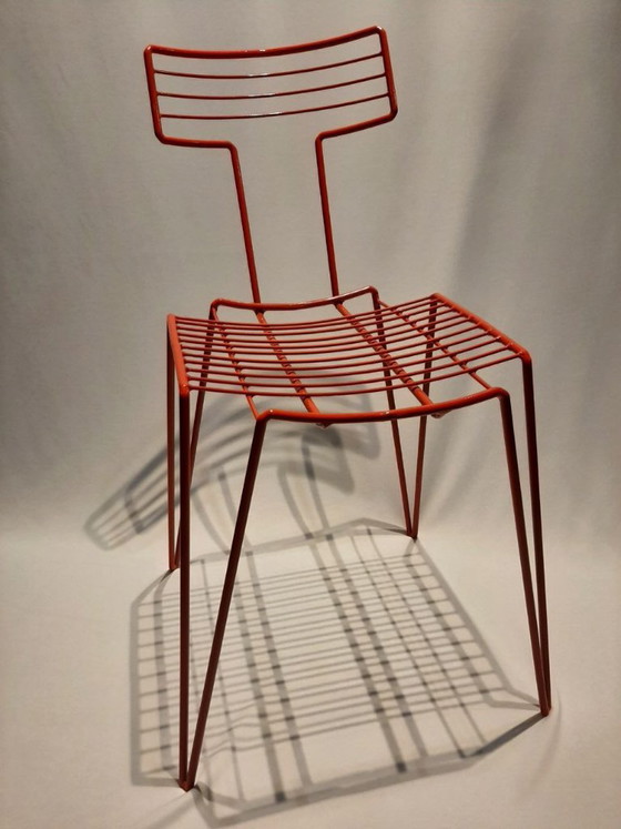 Set di sedie a filo rosse vintage –impilabili–interno ed esterno – Sedie da pranzo, rvs (photo 12 of 12)