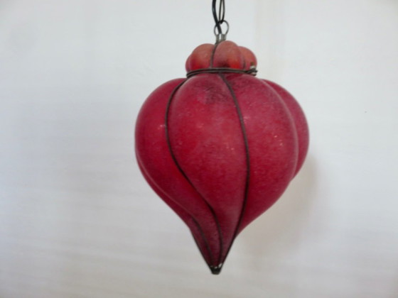 Lanterna veneziana in vetro di Murano rosso satinato – Lampade a sospensione (photo 12 of 17)