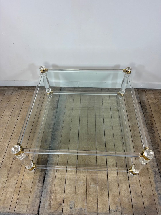 Image 1 of Tavolino da caffè Hollywood Regency in altuglass e vetro, anni '70