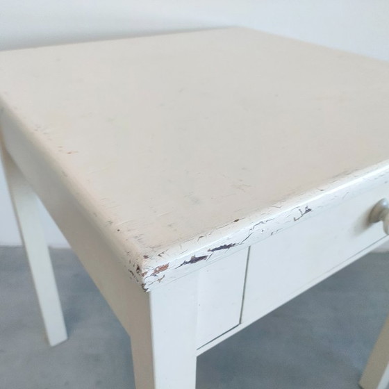 Image 1 of Set of 2 vintage Brocante side tables, plant table, coffee table, hallway cabinet with drawer