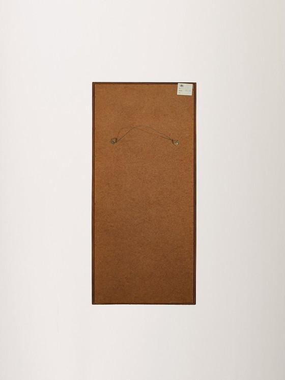 Image 1 of Zweedse Scandinavische teakhouten spiegel met label