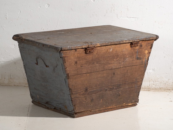 Antike Kiefernholz-Truhe, Mitteleuropa, um 1900, Aufbewahrungsschrank, Grau, Rustic (Foto 10 von 10)