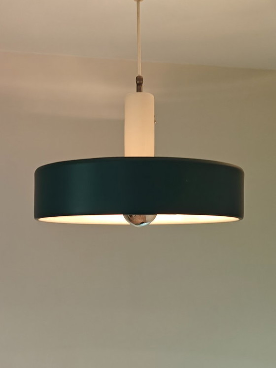 Anvia pendant lamp type 4017 designer Jan Hoogervorst top Dutch design 60s, Iron, Blue (photo 9 of 14)