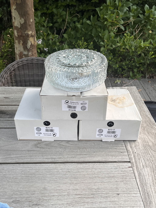 4 lampes plafond vintage en verre massif