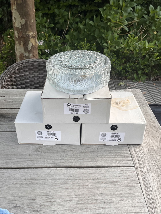 Image 1 of 4 vintage glazen plafondlampen massive 