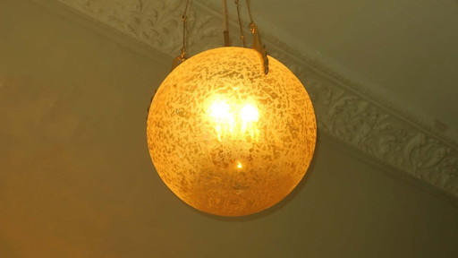 Lampada a sospensione Doria Leuchten in vetro smerigliato e ottone, anni '70 – hanglampen, Glass (photo 2 of 12)