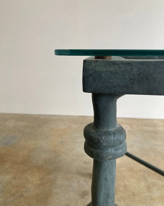 Image 1 of Vintage sculptural metal coffee table with a patina finish
