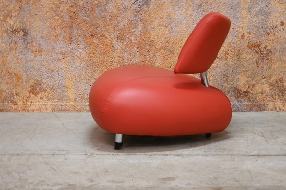 Image 1 of Sillón de diseño Leolux Pallone de cuero rojo