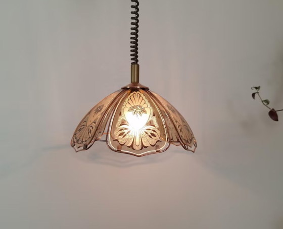 Image 1 of Lampada a sospensione in vetro vintage, plafoniera, lampada a sospensione, plafoniera retrò
