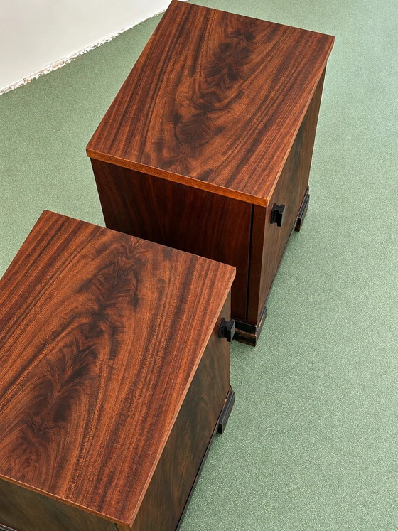 Coppia di Comodini Amsterdam School di Pander, anni '30, Legno, Nero (foto 12 di 12)