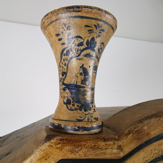 Image 1 of 18th-century Dutch Witwerk cabinet with original key and imitation Delft Blue decoration