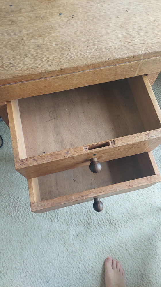 Image 1 of Oak desk and chair. PTT 1930s, Hague school