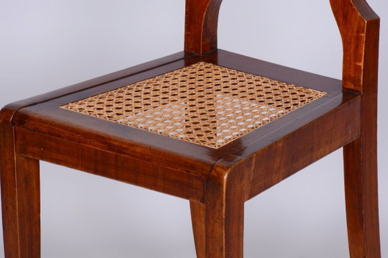 Silla Biedermeier restaurada, chapa de nogal, ratán, polaca, Austria, década de 1830. – Sillas auxiliares (photo 5 of 9)