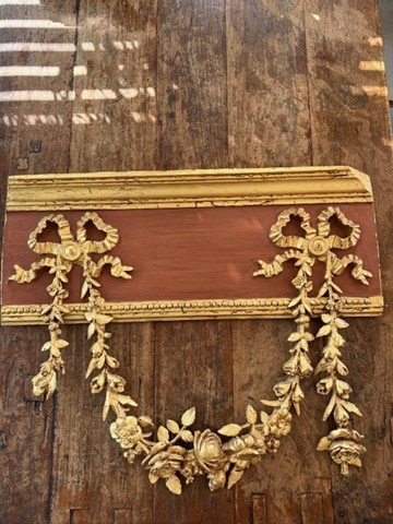 Image 1 of Classic Ornament, Garland Of Plaster On Wooden Panel