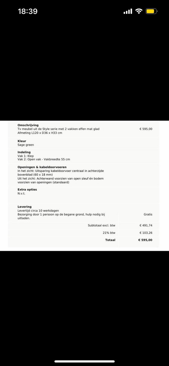 Image 1 of Sage green TV cabinet